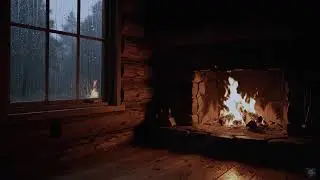 Live: Heavy Rainfall and Fireplace — Calm Night Ambience for Rest
