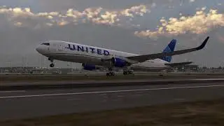 United B763 Touchdown in Cloudy London Morning | XP12