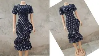 HOW TO: cut and sew a pencil dress with asymmetric gathered ruffle