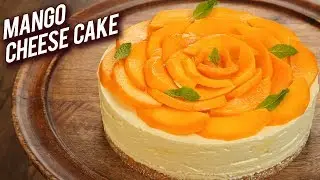 Eggless Mango Cake Recipe - Easy Mango Cheesecake Recipe - Summer Special Dessert - Bhumika