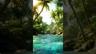 Tropical Paradise in Motion🌴✨#Jungle#WaterReflection #PalmTrees#NatureLovers #Sunlight#NatureBeauty