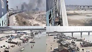 Bareilly City Passenger crossing the Holy river Ganga at Kachla Bridge and arrival at Kachla Halt