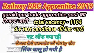 Railway ner apprentice gorakhpur result release|Ner apprentice gorakhpur result 2020 #careerpoint gk