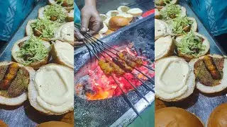 Amazing Hard Working Man Chicken Burger Making Process in Street #food #streetfood