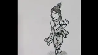 How to Draw Lord Krishna with Flute Step by Step #viral #art#drawing #sketch 
