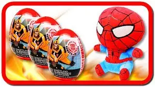 Transformers Surprise Eggs Opening with SPIDERMAN