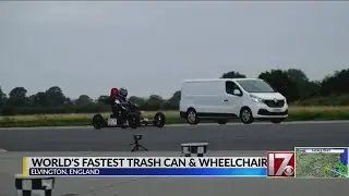 World's fastest trash can and wheelchair