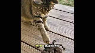 Cat vs Tarantula: The Wildest Face-Off! 🕷️🐾 #shorts #wildlifeencounter #wildlifeentertainment