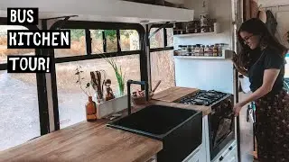 BUS CONVERSION KITCHEN TOUR - Sustainably Built Tiny Kitchen