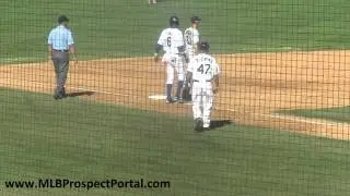 Junior Lake steals second base - Arizona Fall League - Mesa Solar Sox