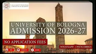 University of Bologna Admission 2026-27 | No Application Fee | Study in Italy 🇮🇹