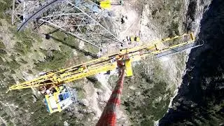POTAIN Laufkatzkrane MC 85B Baukran Helikopter Montage, Nebelhornbahn Oberstdorf / Masten 5