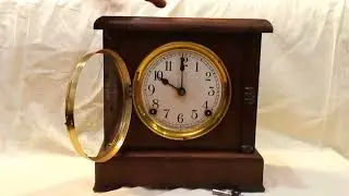 Fully Restored Antique Sessions time and strike quarter sawn oak mantel clock