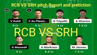 RCB VS SRH pitch Report and pretiction #ipl #rcb #srh #rcb VS SRH