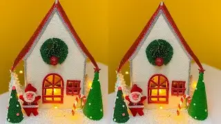 DIY Christmas House Making using cardboard |Make a CHRISTMAS Snow House with Cardboard!