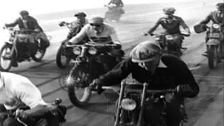 Motorcyclists racing on a sandy course on Stinson Beach during an annual motorcyc...HD Stock Footage