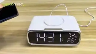 Viewtec Wireless Charger with Music Speaker/Alarm Clock/Time Clock/Temperature Display