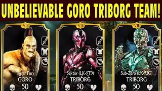 MKX Mobile 1.15. UNDEFEATED Tigrar Fury Goro TRIBORG Team! You Have to TRY IT!!!😮