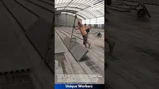 Moving concrete with a machine: people moving concrete with a machine
