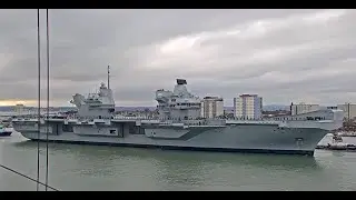 HMS Prince of Wales leaves HMNB Portsmouth for the first time