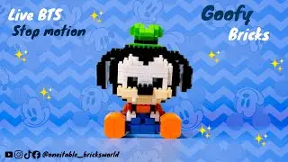 Live BTS Stop motion building DISNEY GOOFY bricks! ✨