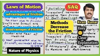 Advantages of Friction & Disadvantages Methods to Reduce Friction Chapter 4 Laws of Motion Class 11