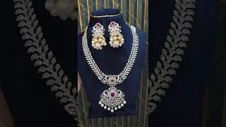 ✨ Stunning necklace set with Ruby and pearl design💎/Bridal collection🌸#shorts