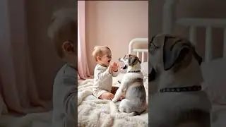 Boy & Dog Laughing In Bed Room #aigod #aicreations #littlekrishna #kidsongs