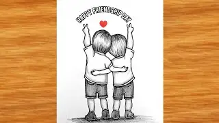 Happy  Friendship Day Drawing ||Boy best friend drawings ||how to draw boy best friend love Drawing