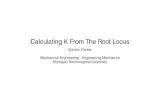 Calculating K From The Root Locus