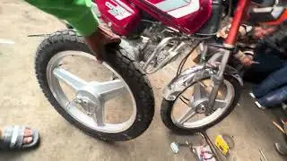 Installing new alloys in cd100 | modified hero honda