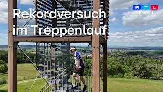 Dirk Leonhardt aus Bruchk&ouml;bel l&auml;uft auf dem Rodfeldturm in Freigericht 12 Stunden Treppe