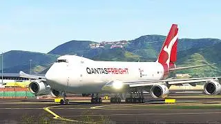 Epic Vertikal Takeoff 747 Qantas Freight on Short Runway St Maarten Airport