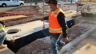 Sewer Master installing a grease interceptor (trap) in Fremont, Ca