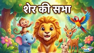 शेर की सभा 🦁 | Hindi Kids Rhymes | Jungle Animals Cartoon Story