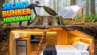 21 day&rsquo;s Secret Bunker in Forest 😱 | Underground Survival Cabin with Solar Power #handmade #survival