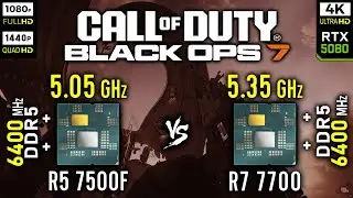 Ryzen 5 7500F vs Ryzen 7 7700 in Call of Duty: Black Ops 7 | RTX 5080 [ 1080p, 1440p, 4K ]
