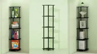 Amazon.com Furinno Turn N Tube 5 Tier Corner Display Rack Multipurpose Shelving Unit 1 Pack Dark Bro