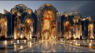 A Walk Into a Golden Dream | Enchanted Blue & Gold Palace Tour | AI Luxury 4K