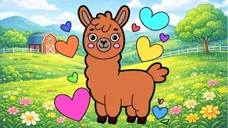 🎨 Cute Llama Coloring for Kids | Spring Farm Coloring | Relaxing & Upbeat Music | ASMR Coloring 🦙🌿