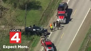 Aerial video shows scene of April 19, 2023, crash on 26 Mile Road in Macomb County