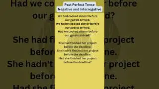 Past Perfect Tense Negative and Interrogative #english #shorts