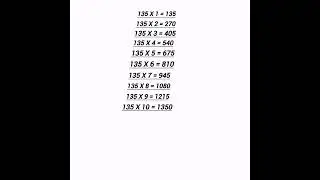Table of 135 #shorts