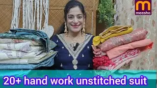 Meesho 🎊20+ hand work unstitched suit material, daily wear,partywear, review @Meesho 