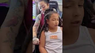 Lil girl gets mad at mom for doing her hair for school #shorts