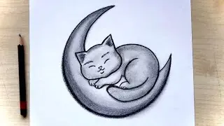 How to draw a Cute sleeping cat🐱| Esy pencil drawing ✍️ #pencil #drawing #art 