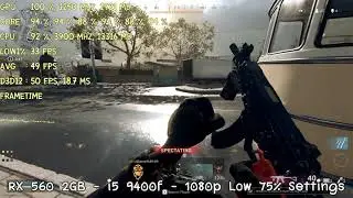 Warzone Low Settings RX 560 2GB i5 9400f FPS Test November 2021