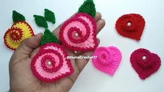 How to make a Beautiful Crochet Rose Heart / Spiral Heart Motif || @HumaCrochet17