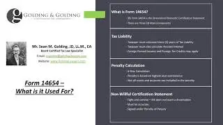 IRS Form 14654: Certification by U.S. Person Residing in the U.S. under Streamlined Domestic (SDOP).