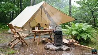 Rainy Camp Evening 🌧️🔥 | Lyra Wildfire Loop Video | Tent, Tea & Peaceful Outdoor Atmosphere for TV
